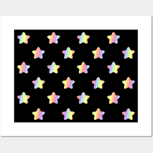 Mini Pastel Rainbow Diagonal Striped Stars Posters and Art